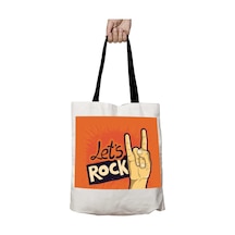 Art Hediye Siyah Kulplu Let's Rock İşaret Yıkanabilir Okul Omuz Çanta Çok Renkli