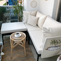 Limni Home Mini Multilounge Bahçe Balkon Mobilyası Şezlong Krem