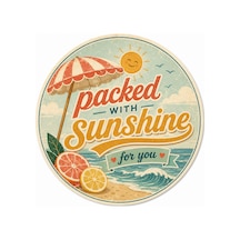 Papelia Retro Summer Thank You Yuvarlak Etiket Yaz Temalı Paketleme Ve Teşekkür Stickerı 4x4 Cm 100 Adet