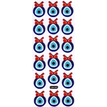 Sticker Kabartmalı Sticker Defter Planlayıcı Etiket Cb311 16x7 Cm- Kurdeleli Nazar Boncuğu Çok Renkli