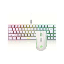 Honeybeeshop Hxsj 68 Tuşlu Mini Rgb Aydınlatmalı Kablolu Klavye Ve Optik Oyuncu Faresi Set Beyaz Diğer