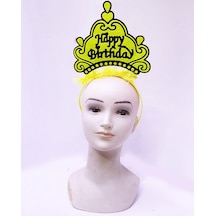 Happy - 280 - Birthday Neon Sarı Renk Doğum Günü Tacı - Kmrsfres - 24x15 Cm