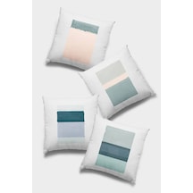 Turkuaz Geometrik Çift Taraf 4'lü Set Kırlent Kılıfı 4kr016n11