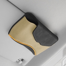 Araba Güneş Vizörü Çok Fonksiyonlu Gözlükler Kılıf Kartı Depolama Braketi Bej 1 Adet