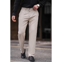 Madmext Bej Regular Fit Düz Kesim Yan Cepli Erkek Pantolon 6540-bej Bej