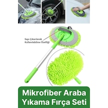 Çok Fonksiyonlu 180 Derece Dönen Mikrofiber Mop Çizmez Araba Otomobil Yıkama Uzun Sopalı Fırça Seti