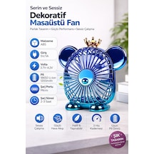 Usb Şarjlı Dekoratif Masaüstü Fan 1200mah Sessiz Mini Vantilatör 3 Kademeli