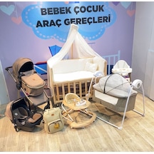 Ahşap Anne Yanı Beşik + Bebek Arabası + Puset + Otomatik Beşik + Yürüteç + Mama Sandalyesi + Çanta Gold/kahve Gold/kahve