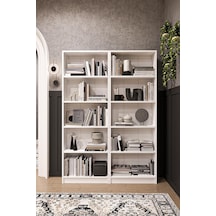 Asra Trend Beyaz K003 10 Raflı Geniş Kitaplık 112 Cm Modern Kütüphane Dar Alan Uyumlu%100 Mdflam Dekoratif Raf Ünitesi Çok Renkli