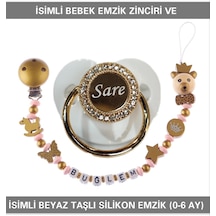Sahi Aksesuar İsimli Bebek Emzik Zinciri ve İsimli Bebek Silikon Emzik BEZYI290 Mavi