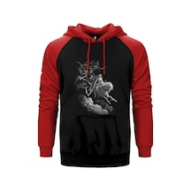 Burzum Ishi Krimpatul Kırmızı Renk Reglan Kol Kapşonlu Sweatshirt Kırmızı