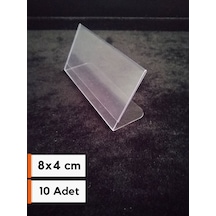 10 Ad Şeffaf Pvc Etiketlik İsimlik 8x4 Cm Kartvizitlik Ayaklı