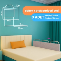 Miralay Yeni Nesil Yatak Bariyeri 50 x 40 Cm Bej 3 Adet