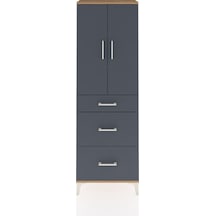 Arges Dolap 3 Raflı 3 Çekmeceli 2 Kapaklı 60x30x182 Çam-antrasit Çam