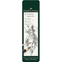 Faber-Castell Graphite Aquarelle Kurşun Kalem Seti, 5’li, Metal Kutu, HB 2B 4B 6B 8B, Siyah Naturel, Suda Çözünür