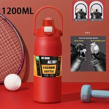 Dashanshop Kırmızı 1200 Ml Paslanmaz Çelik Vakum Termos Sıcak Soğuk İçecek Seyahat Kamp Kırmızı