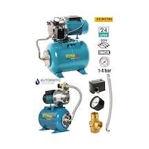 Staxx 24ltje Yüksek Basınçlı Ev Tipi Paket Hidrofor Tank Seti 3-4 Bar Paslanmaz Gövdeli Jet 1.5 Hp