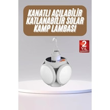 Katlanabilir Askılı Kamp Lambası 5 Kanatlı Pratik Güneş Enerjili Beyaz 70216753
