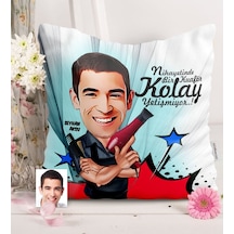 Kişiye Özel Bay Kuaför Karikatürlü Saten Yastık - 1