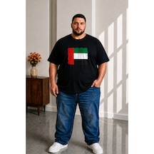 Sngl Tekstil Erkek Büyük Beden Kısa Kollu Bae Bayrak Baskılı Tişört 3xl 4xl 5xl 6xl 7xl 8xl 9xl Siyah