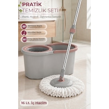 16lt. 360 Döner Başlıklı Temizlik Seti - Mikrofiber Mop Ve Kolay Sıkma Sistemi