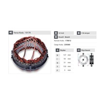 12v Alternatör Statör Bosch  Tipi 110 A 6 Uçlu-tırnaklı N11.380