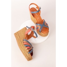 Gondol Kadın Hakiki Deri Dolgu Topuk Platform Sandalet Ell.4389 001