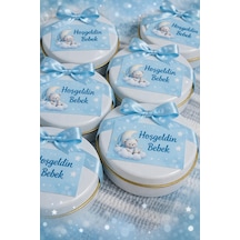 Bebek Doğum , Baby Shower, Doğum Günü Kişiye Özel Davet 10'lu Kokulu Mum Açık Mavi
