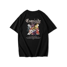 Brz Collection Unisex Oversize Exquisite Blooms T-shirt-siyah Siyah