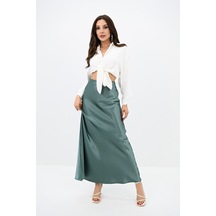 Koza Butik Kadın Dökümlü Saten Etek 6275-24 001