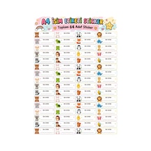 A4 İsim Etiketi Sticker Toplam 64 Adet Çocuk Okul Kırtasiye Etiketi Çok Renkli