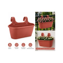 Tr Pratik Dayanıklı Şık 6,3lt Kiremit Sahra Askılı Saksı 38x27x26cm Balkon Korkuluk Dekoratif Askılı Sepet Genel