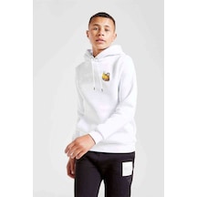 Scooter Sarı Motorsiklet Göğüs Baskılı Unisex Çocuk Sweatshirt Beyaz