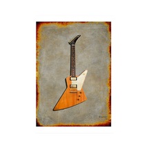 Bedeko Explorer Kasa Gitar Desenli Ahşap Tablo 25 Cm X 35 Cm