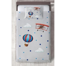Mekta Home Bebek Ve Çocuk Odası Uçak Ve Uçan Balon Desenli Yatak Örtüsü Renkli