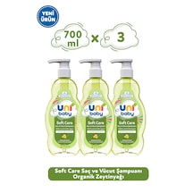 Uni Baby Soft Care Organik Zeytinyağlı Saç ve Vücut Şampuanı 700 Ml 3'lü