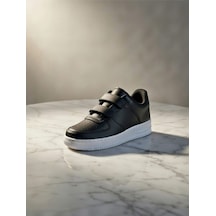 Çocuk Cilt Cırt Cırtlı Siyah Sneaker Premium Kalite, Hafif ... Beyaz - Siyah