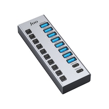 Juo Usb-a 10 Portlu Anahtarlı 8 Usb-a 2 Type-c 5gbps Usb 3.1 Çoklayıcı Dönüştürücü Hub