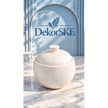 Dekorske Taş Tozu Çok Amaçlı Kapaklı Dekoratif Kase El Yapımı Obje
