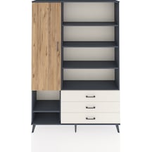 Arges Dolap 9 Raflı 3 Çekmeceli Tek Kapaklı 132x30x195 Antra... Antrasit