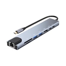 Büro Ev Ofis Cihazları İçin 87w Typec To Pd Hdmı 2xusb3.0 Rj45 Sd/tf Kart Dönüştürücü