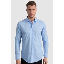 Tudors Slim Fit Dar Kesim Tery Cotton Erkek Gömlek-23361 Mavi Tudors Slim Fit Dar Kesim Tery Cotton Erkek Gömlek-23361 Mavi