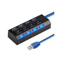 4 Port USB 3.0 Çoklayıcı Hub Anahtarlı Işıklı On Off Düğmeli