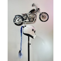 Motor & Motosiklet Mavi Ombreli Saç Kask Dış Aksesuarı Diğer