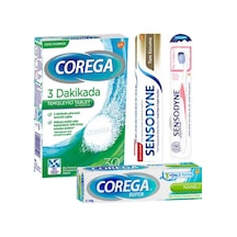 Protez Temizleyici Tablet 30 Naneli Krem Sensodyne Tam Koruma Diş Macunu 50ml Diş Fırça Soft