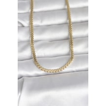 Cm 14k Gold Renk Yassı Ezme Zincir Model 60 Cm Kadın Kolye Çok Renkli
