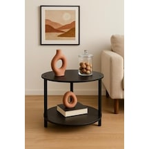 Yuvarlak Orta Sehpa 50 Cm Çap Modern Mdf Salon Sehpası, Dayanıklı Ve Şık Tasarım, Küçük Alanlar İçin İdeal Dekoratif Sehpa 48x34 Cm Abanoz
