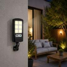 Güneş Enerjili Solar Led Bahçe Lambası, Kumandalı Hareket Sensörlü 3 Modlu Ip65 Dış Mekan Duvar Aydınlatma, Ay
