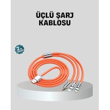 Mey İthalat Üçlü Şarj Kablosu Yüksek Hızlı, Dayanıklı Ve Uzun Ömürlü