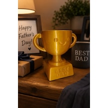 Best Dad Yazılı Babalar Günü Hediyesi Dekoratif Kupa Biblo, Babaya Özel Masa Üstü Ödül Kupası Tasarımlı Anlamlı Hediye 11x10 Cm
